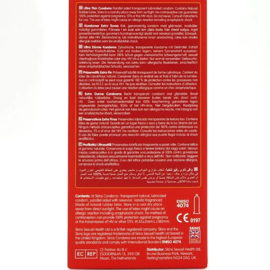 SKINS - PRESERVATIVI ULTRA SOTTILI PREMIUM CONFEZIONE DA 16